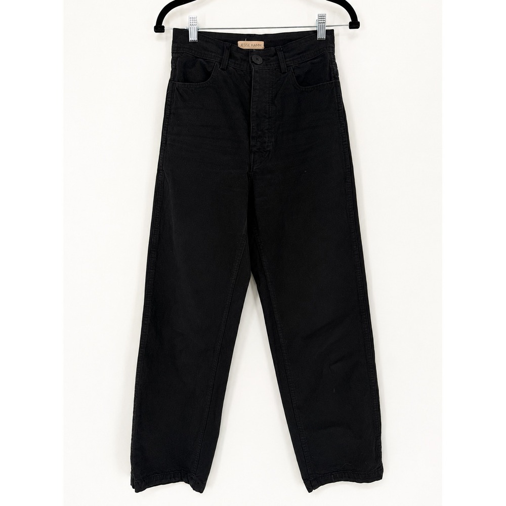 Jesse Kamm Sailor Pants Womens 2 Black Cotton Canvas High Waist Jeans